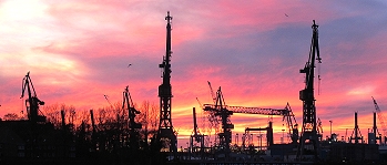 Hamburg Port twilight