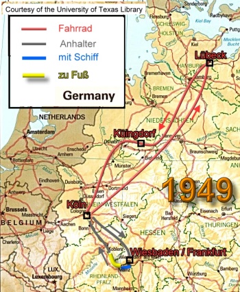 Landkarte Radtour 1949