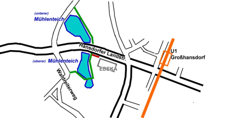 Großhansdorf sketch of the area Mühlenteich