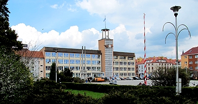 Koszalin market place with  town hall