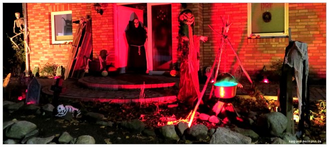 in front of the house at night