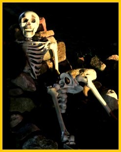 a sitting skeleton