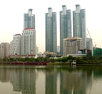 Millennium towers.  View from  Benjakitti Park