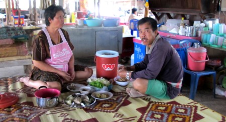 Tham Erawan cave, in the restaurant